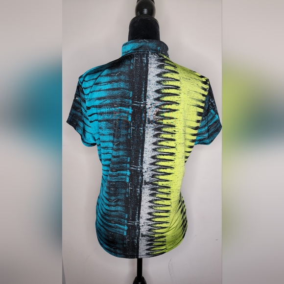 Jamie Sadock 1/4 Zip Short Sleeve 80's Pattern Golf Polo Shirt Top L - Picture 7 of 11